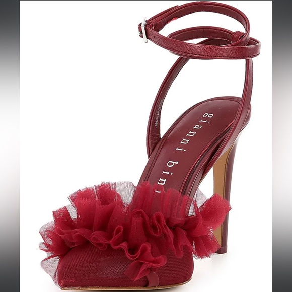 Gianni Bini Burgundy Ruffle Heels - Picture 4 of 6